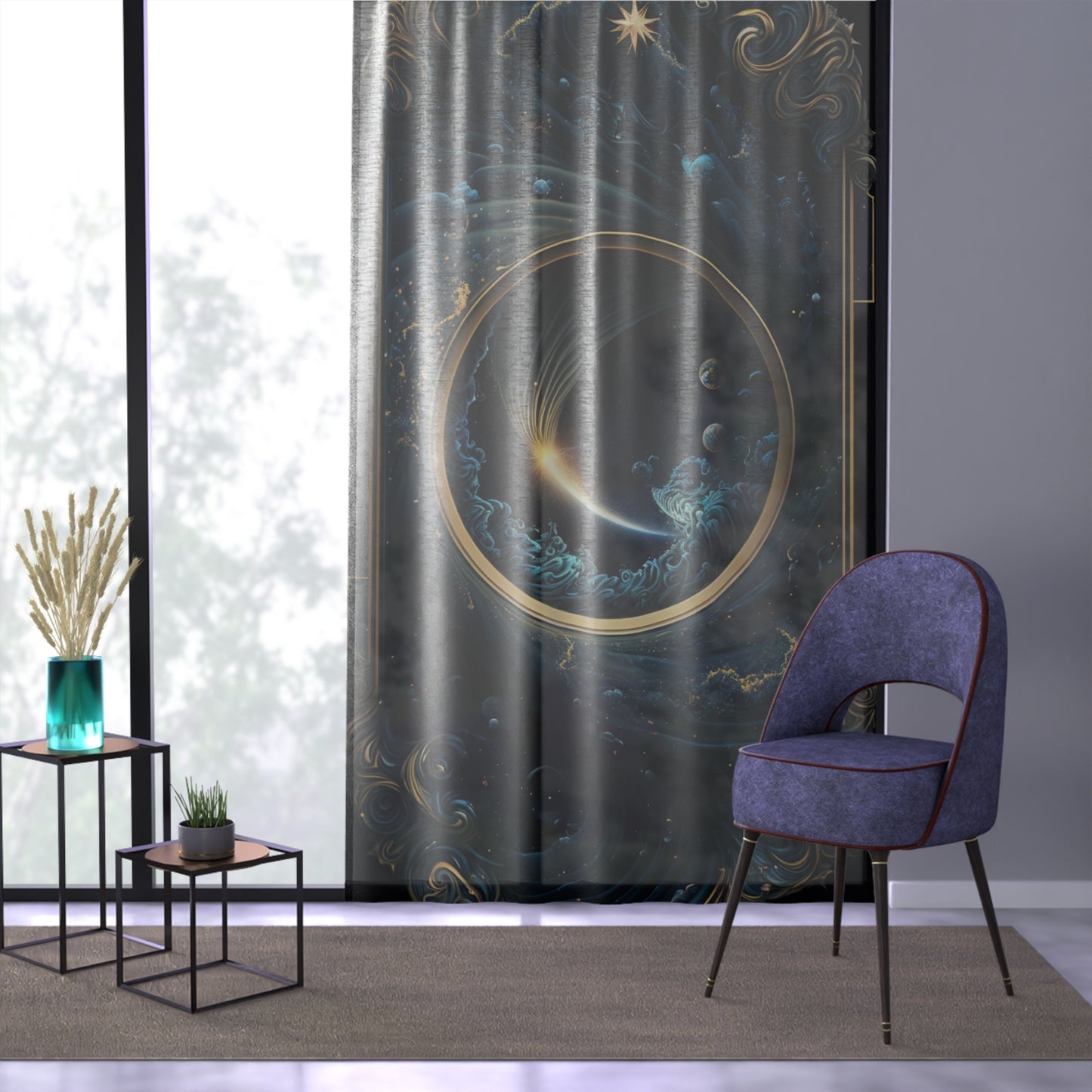 Cosmic Portrait Window Curtain