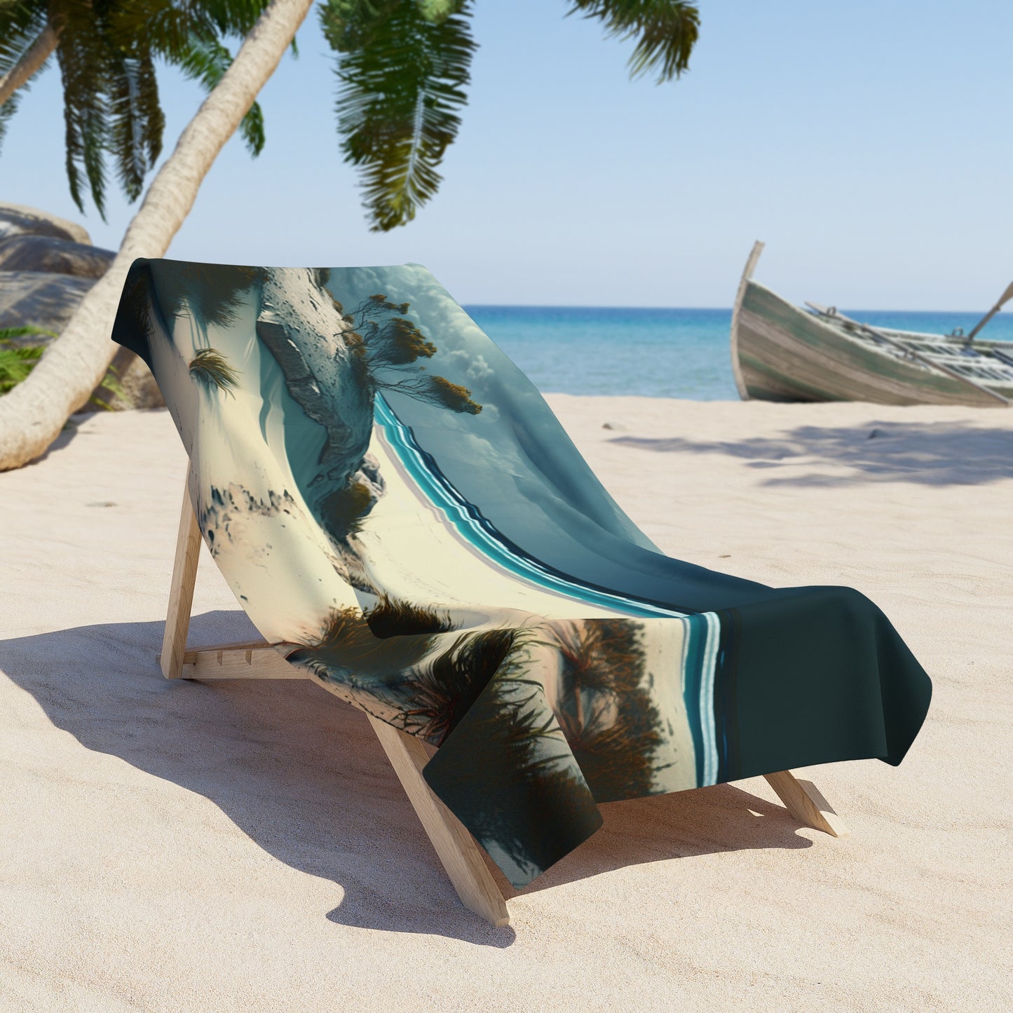 Relaxing Empty Beachscape Print Towel