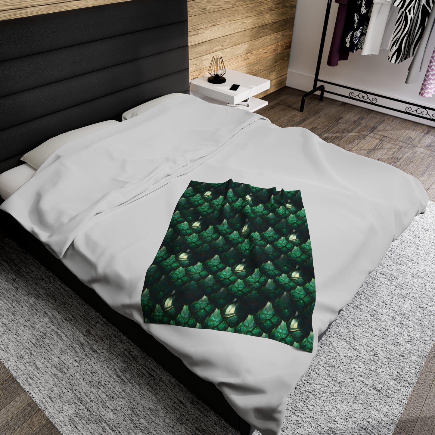 Emerald Scale Velveteen Plush Blanket