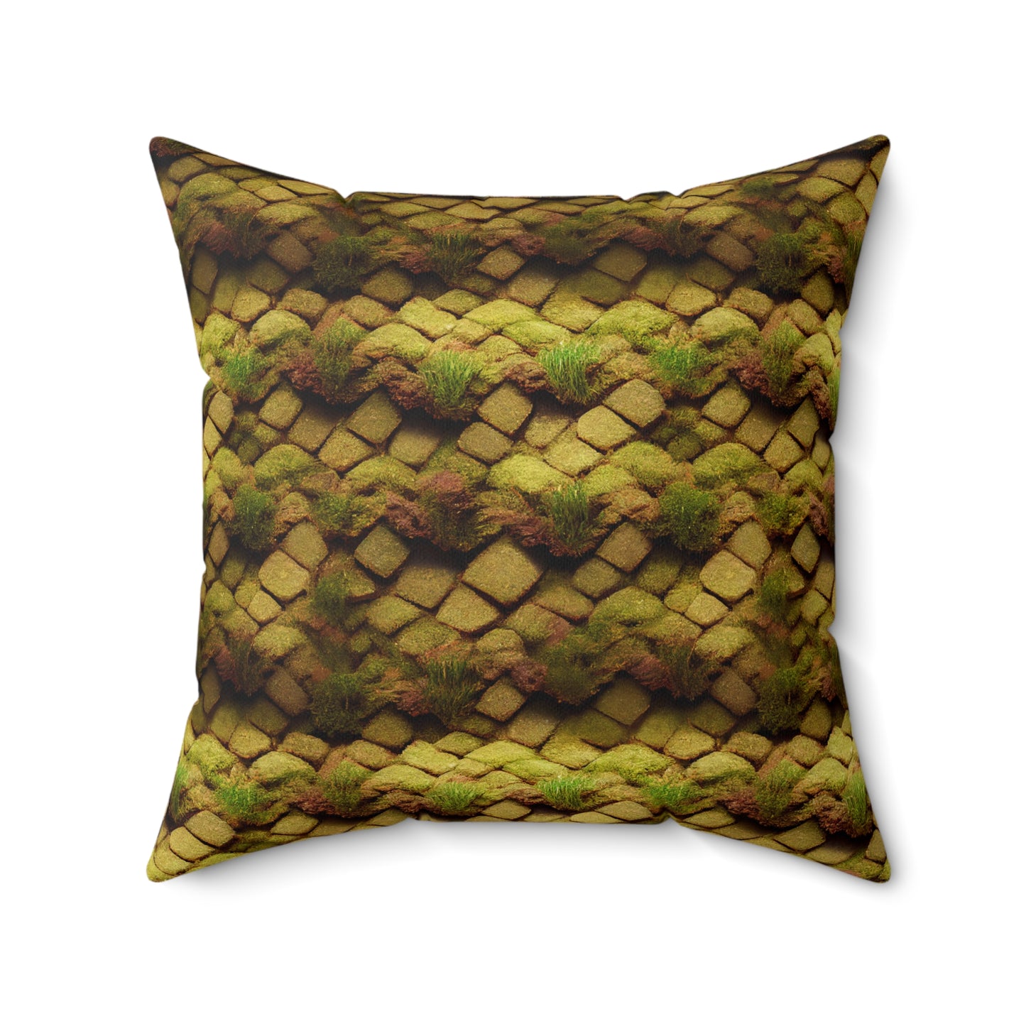 Mossy Brick Print Spun Polyester Square Pillow
