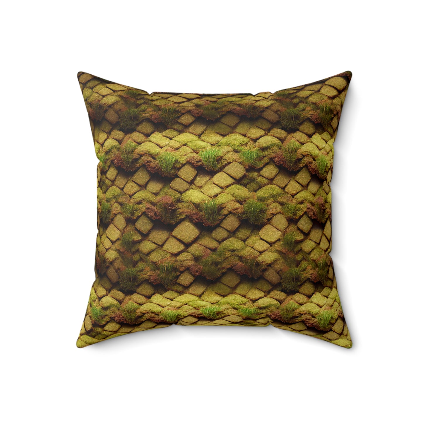 Mossy Brick Print Spun Polyester Square Pillow