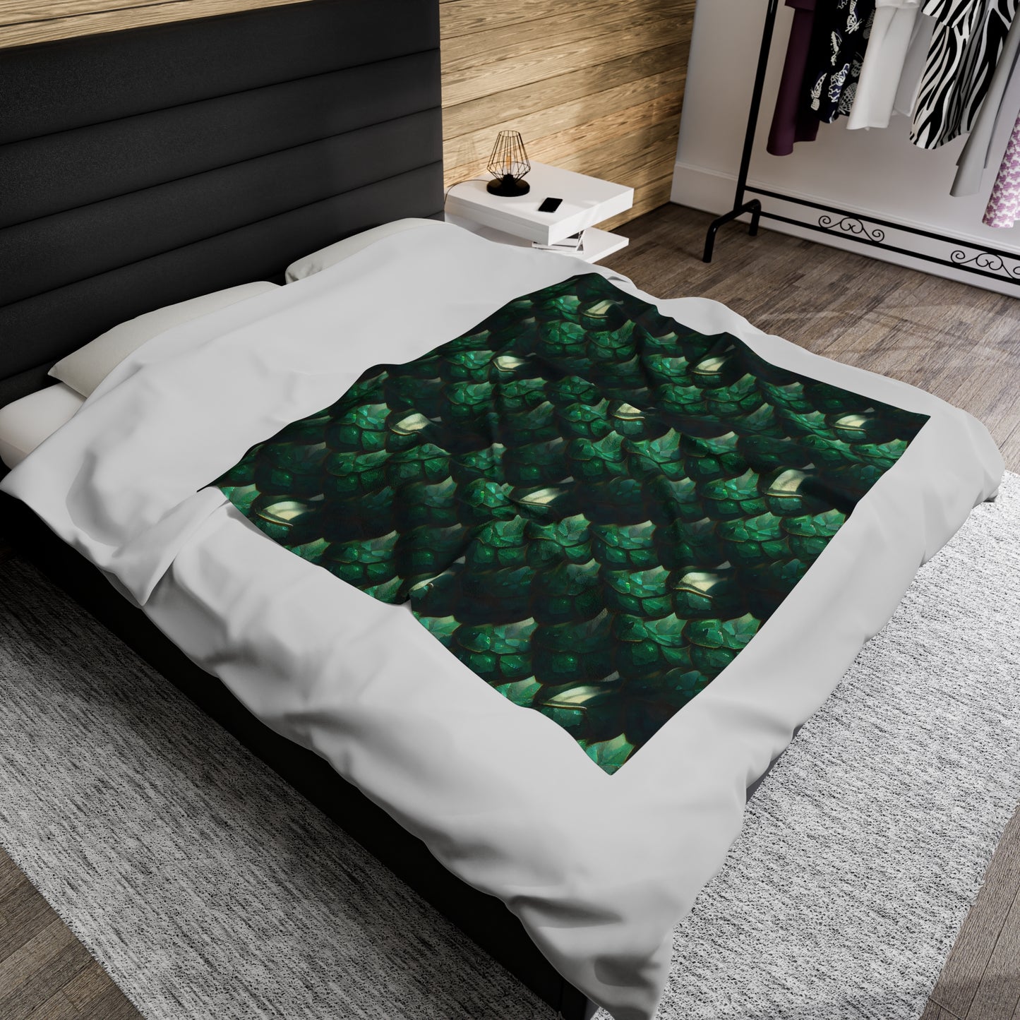 Emerald Scale Velveteen Plush Blanket